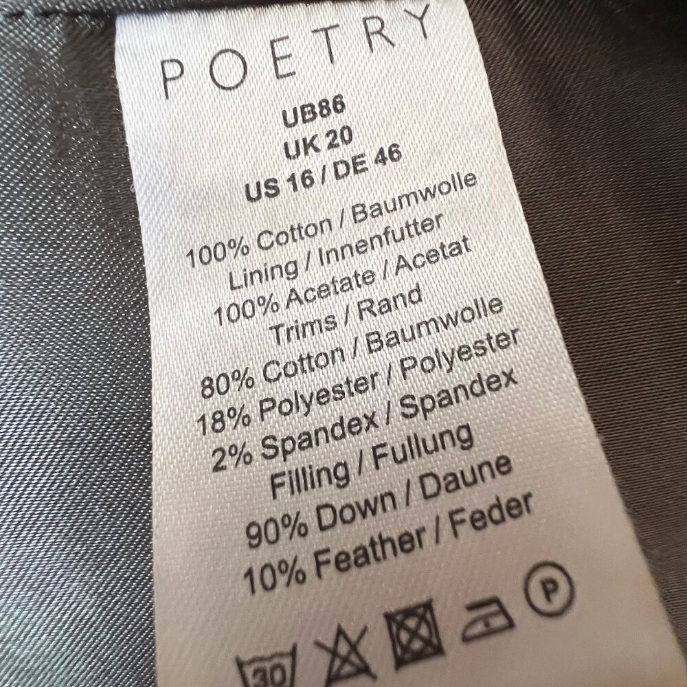 Poetry Fashion (UK) Shawl-collar Puffer Coat Dark Moss 16 Super cozy! - Picture 9 of 15